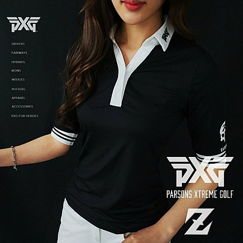 (국내배송) P*G GOLF 다크니스 5부 카라 티셔츠